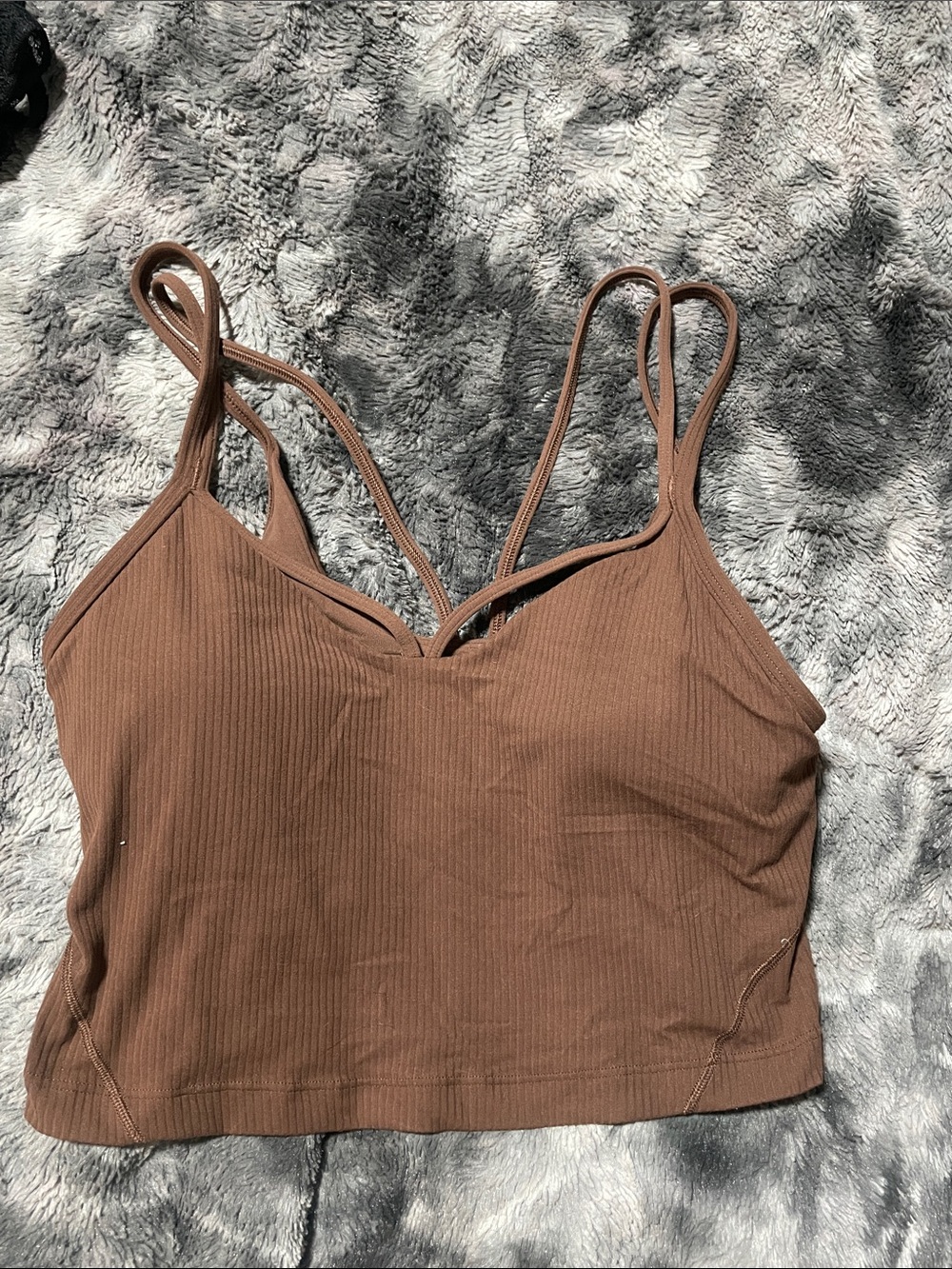 lululemon athletica Ribbed Double-Strap V-Neck Crop Tank - Brown